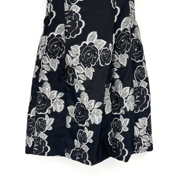 Prabal Gurung Collective Black Floral Jacquard Flare Dress Size 0 - Picture 4 of 6